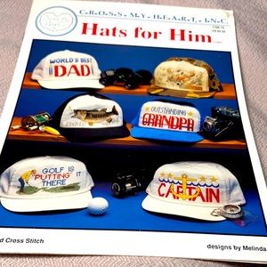 Cross My Heart Hats  for Him. Vintage. Cross stitch #1348